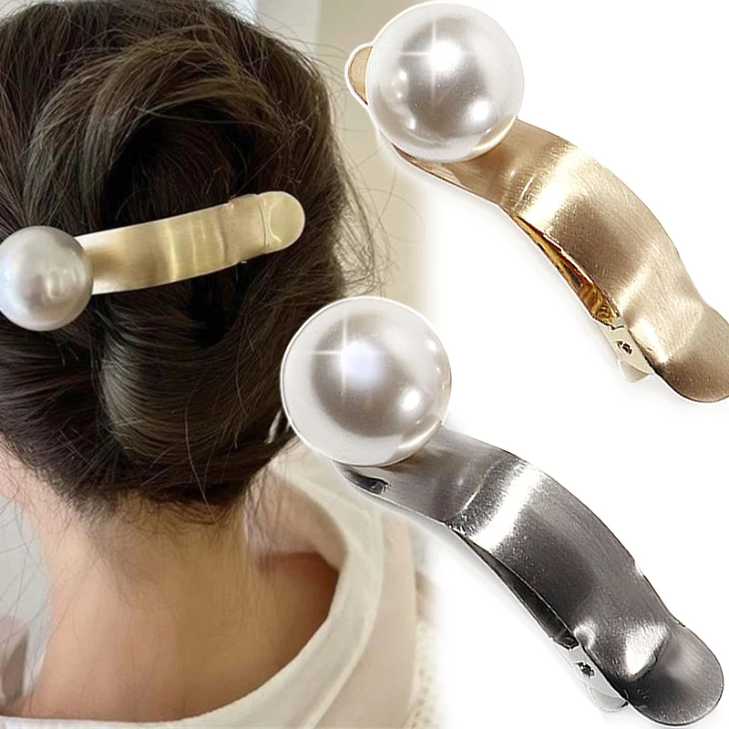 Franceză Elegant Alb Perla Agrafe Femeile pe Spate Capul Curling Duckbill Clip de Păr Agrafe de par Hairpin Moda Avansate de Noi articole pentru acoperirea capului