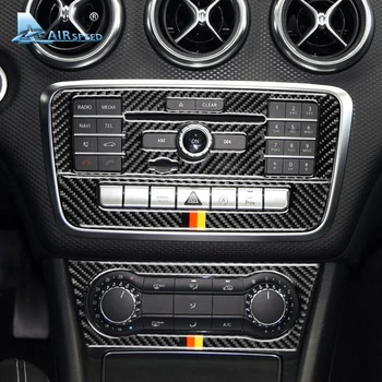 KUNGKIC Fibra de Carbon CD Panoul de Control Aer Conditionat Capac Ornamental pentru Mercedes Benz W169 W245 W117 W156 O Clasa de Clasa B, CLA, GLA