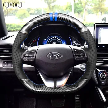 Pentru Hyundai LA FESTA Elantra DIY Personalizate Cusute de Mână din Piele din Fibra de Carbon Capac Volan Interior Accesorii Auto