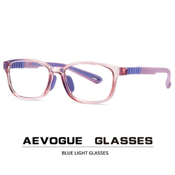 AEVOGUE Lumină Albastră Ochelari Pentru Copii, Ochelari de Moda Pentru Fete Rame Pătrate Pentru Băiat Silicon Detasabile Temple AE1080