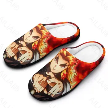 Rengoku Kyojuro (4) Sandale De Pluș Casual Incalzi Pantofii Termică Pentru Barbati Pentru Femei Papuci De Casă Pat MoccasinCottonHome Casual