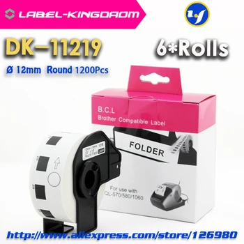 6 Role Generic DK-11219 Eticheta Compatibil pentru Brother Imprimantă de Etichete cu Diametrul de 12mm Rotund Toate Vin Cu Suport de Plastic
