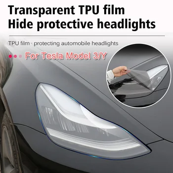 2 buc/set PVC Far Auto cu Folie de Protecție Transparentă Faruri Autocolant Decorativ pentru Tesla Model 3/Y