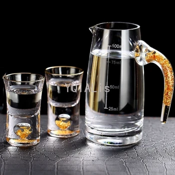 De înaltă Calitate 10-100ml Vodka Dragul Shochu Paharul de Vin Set Built-in foita de Aur Pahar de Lumină de Lux Rafinat Decantor Drinkware