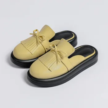 Papuci Pentru Femei Fashion Slingback Pump Arc Nod Metal Confortabile În Aer Liber Papuci Pantofi Casual Clasic Sandale Toc Plat 2023 Catâr