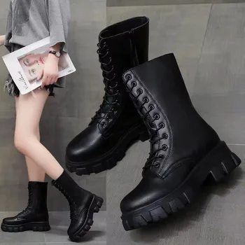 Cizme femei de Iarna Noi Femei Casual Cizme de Moda Cizme Cald Clasa de Top din Piele PU Gros cu Talpi de Bocanci Militari Pantofi HXN0023