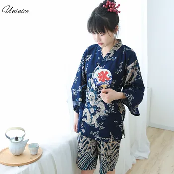 Primavara-Vara Kimono Japonez Set de Pijama Dragon Halat de Sudoare Sauna Plus Dimensiune Sleepwear Cuplu Halate Yukata Hanfu Două piese