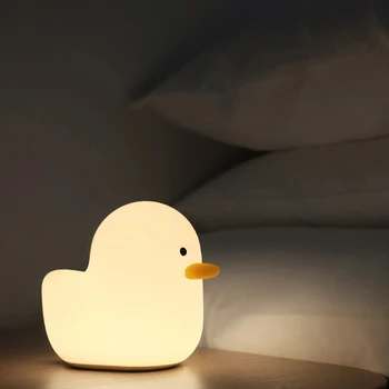 Animale drăguț Rață LED Lampă de Noapte Nordic Drăguț Minunat Desene animate Lumina de Noapte din Silicon Moale la Atingere, Senzor de copil Copil Decor Acasă de Prindere