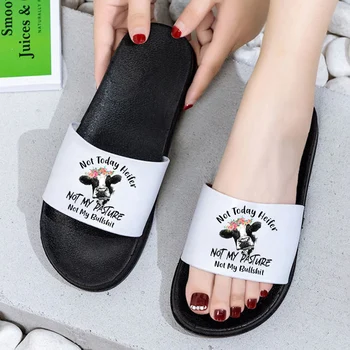 Femeile Vaca Papuci de Interior persoană Sandale de Vara Non-Alunecare Plat Pantofi de Plaja Pentru Fete Femeie Baie Flip-Flop-ul de Interior