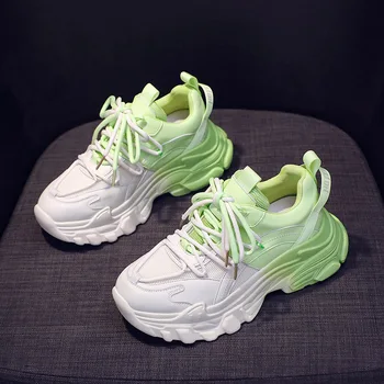 2022 Toamna anului Nou Sport Barbati Pantofi de Cuplu Pantofi Femei Vulcanizat Pantofi cu talpi Groase Respirabil Moda Culoare Gradient Om Pantofi