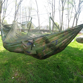 Moda La Îndemână Hamac Singură Persoană Portabil Parasuta Material Plasă De Țânțari Hamac De Interior, În Aer Liber Camping Pachet Cadou