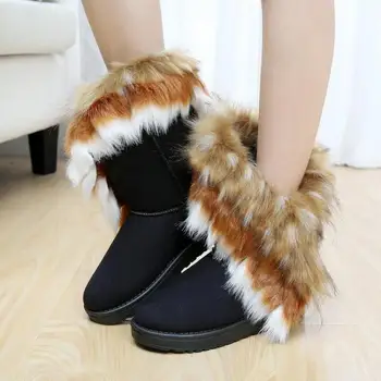 Cizme de zapada Femeie Cald Iarna Femei la Jumătatea vițel Cizme Cu Blana de Pluș Doamnelor Pantofi cu Blană Britanic Moale Turma Scurt Pantofi pentru Femei