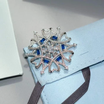 925 sterling silver micro pavate AAA zircon fulg de nea brosa de lux pentru femei elegante de iarna noi pin Vintage Bijuterii Fine