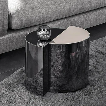 designerul italian din oțel inoxidabil partea de masă o jumătate de pahar rotund masă de cafea moderne, mobilier camera de zi