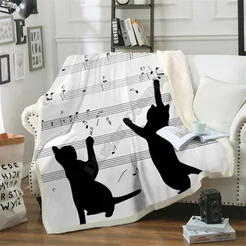 Macheta Cat Premium Fleece Pătură 3D imprimate Sherpa Pătură pe Pat, Textile de Casa