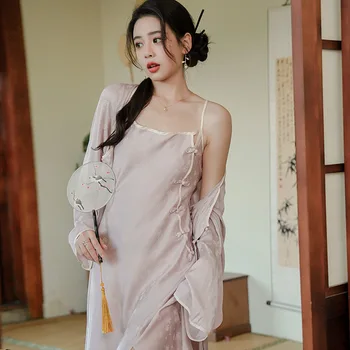 Sexy Satin Cămăși De Noapte Pentru Femei Pijamale Pijamale Kimono Cămașă De Noapte Sling Lenjerie Halat Și Rochie De Seturi