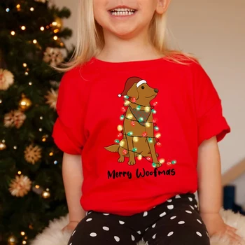 Merry Woofmas Crăciun Elemente 2022 Vara Noua Copilul de Vară de Animale Desene animate de Imprimare T-shirt Băieți și Fete Tricouri Copii Haine