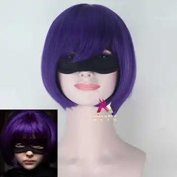 Noul Film Kick-Ass Mindy Macready Lovit Fata peruca cosplay Chloe Grace violet rol peruca de păr costume cu masca de ochi +capac de peruca