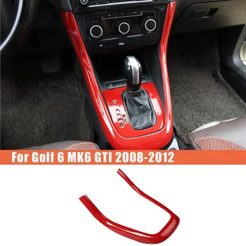 Roșu Fibra de Carbon Consola Centrala de Schimbare a vitezelor U-Tip Coperta Trim Cadru pentru Golf 6 MK6 2008-2012 Accesorii