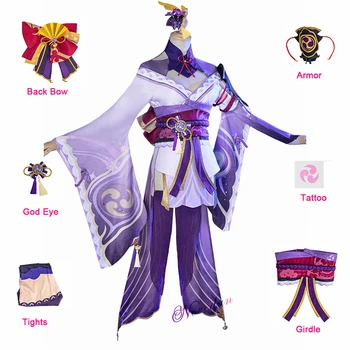 Joc Genshin Impact Shogun Raiden Costum Cosplay Baal Uniformă Genshin De Cosplay, Costume Femei Peruca Kimono Rochie Sexy Set Complet