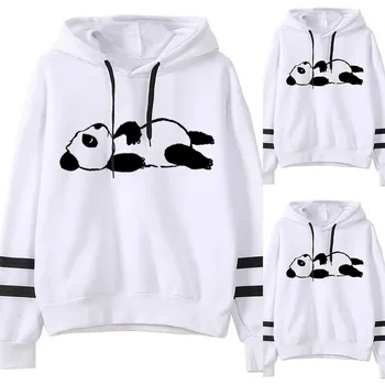 Femeie de Moda Liber O-gât Panda Drăguț Print Hoodie Lungă Maneca pulover culoare negr Toamna Harajuku Kawaii Pulover Feminin pulover culoare negr Topuri