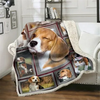 CLOOCL Wink Beagle Pături Grafica 3D Caini Animale Dublu Strat, Pătură Ține de Cald Arunca Pătură Cadouri