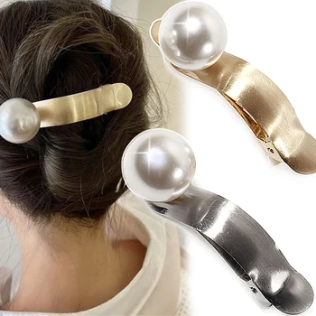 Franceză Elegant Alb Perla Agrafe Femeile pe Spate Capul Curling Duckbill Clip de Păr Agrafe de par Hairpin Moda Avansate de Noi articole pentru acoperirea capului