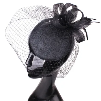 Mireasa Sinamay Nunta Caciula Femei Cocktail Pălării Pentru Doamne Elegante Plasă Fascinator Pălărie Net De Păr Accesorii De Petrecere