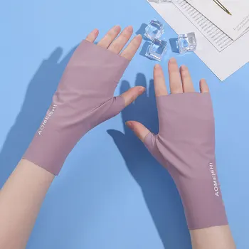 Femei Pe Jumătate Degete Mănuși De Vară Respirabil Subțire Semi-Deget De Conducere Mănușă Nouă Solid De Protecție Solară Anti-Uv Fingerless Glove