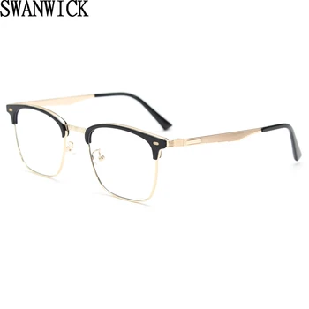 Swanwick femei ramă de ochelari barbati doamnelor obiectiv clar femeile rama de ochelari optice de sex feminin-negru de înaltă calitate din oțel inoxidabil de aur