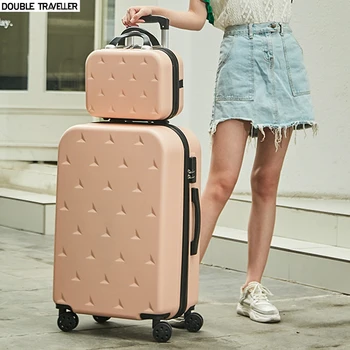Cărucior de călătorie Setul de Bagaje,valiză pe roți,Drăguț roz pentru Femei de rulare de bagaje,20 inch transporta pe valiza,bagajele de cabină sac de caz