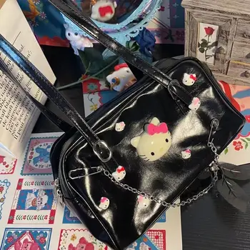 Sanrio Hello Kitty Umăr Geanta Tote PU Rece de Lux de Designer Drăguț Y2k Capacitate Mare de Femei de Moda Vintage, Geantă de mână de Cumpărături