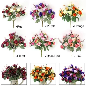 21 De Capete De Cadouri Flori De Mătase Plante Frunze De Fals Trandafiri Artificiale As Nunta De Artă