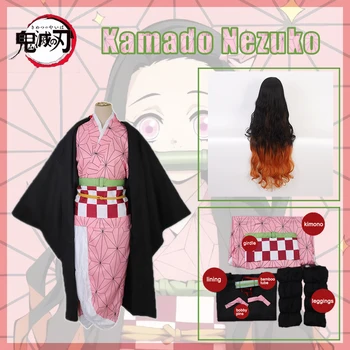 Anime Cosplay Demon Slayer Kamado Nezuko Kimetsu Nu Yaiba Costum Kimono Uniformă Haine Popi Set