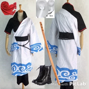 JP Anime Gintama Cosplay Costum de Halloween Rochie de Adulți Sakata Gintoki Costume Cosplay de Vânzare petrecere joc de rol pentru bărbați