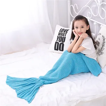 70x140cm Copii Funny Photo Pro Coada de Sirena Canapea de Dormit Pături Tricotate Croșetat Manual Sirena Pătură Pentru Copii