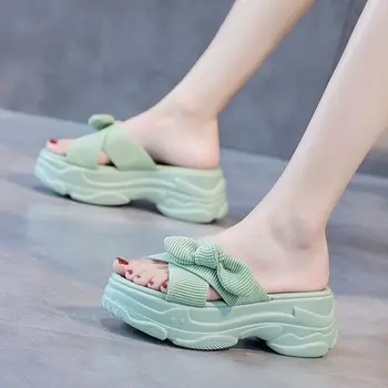 Vara Femei Papuci 2022 Gros Sandale cu Platforma de Modă în aer liber Feminin Pantofi Plat Fluture nod Pene de Plaja Alunecare Flop Diapozitive