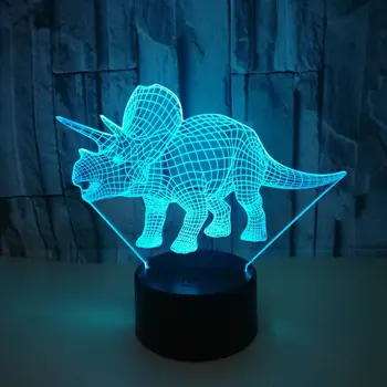 Noul Dinozaur 3d Noapte Cu Lumini Colorate Touch Led-uri Vizuale de Masă Lămpi Pentru Camera de zi Cadou Atmosfera Led Stereo Masă Lumini