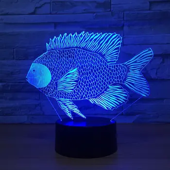 7 Culori Schimbare Tilapia Africane Somon Pește Dace 3D led Lampa USB de Încărcare Atingeți Butonul de Lămpi de Masă Decor Uimitor Cadouri pentru Copii