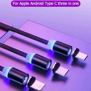 Cablu de Încărcare Magnetic USB de Trei-in-one de Date Cap de Aspirare 360 Cercul Orb Aspirație de Tip Android IOS C Magnet Linie