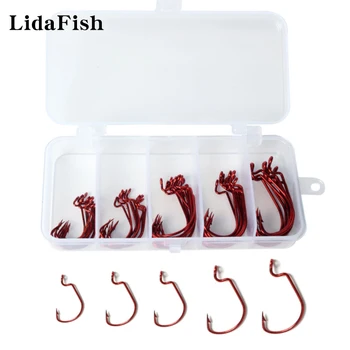 LIDAFISH Brand Robust 50Pcs Cârlig de Pescuit Kit Manivela Cârlig din Oțel Carbon de Înaltă Ghimpat Profesionale de Pescuit 2021