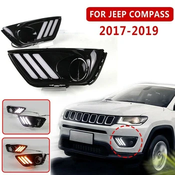 3Colors Masina Bara Fata LED-uri de Semnalizare Lampă Ceață de Lumină 1Pair Pentru Jeep Compass 2017 2018 2019