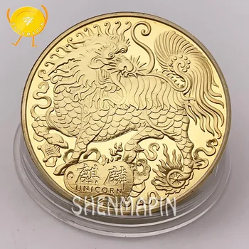 Chineză Tradițională Mascota Qilin Monedă Comemorativă Simbolizează Fericirea Kirin Monede de Colecție Aduce Noroc Lumină pentru Tine
