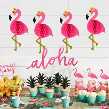 Zilue Roz Albastru Flamingo Fagure de miere Minge de Flori de Hârtie pentru Decor Nunta Petrecere de Ziua de Vară, Tropical, Consumabile Partid