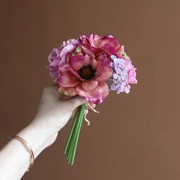 NOI Nordic Bujor Anemone Buchet de Flori Artificiale pentru Nunta Decor Acasă Fals Flori de Mătase Bujor