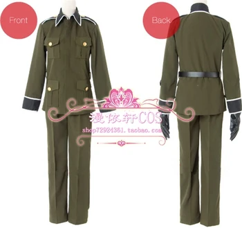 Noi Harajuku Anime Costum de Axa de Putere Hetalia Ludwig Germania Uniforma Armatei Cosplay 5 in 1 top+pantaloni+curea+manusi+cruce