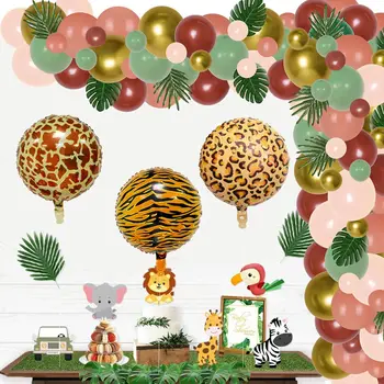 Jungla Temă Petrecere de Aniversare Decoratiuni Ghirlanda Baloane Arcada Kit pentru Copii 1 2 3 Ziua de naștere Petrecere Copil de Dus Provizii