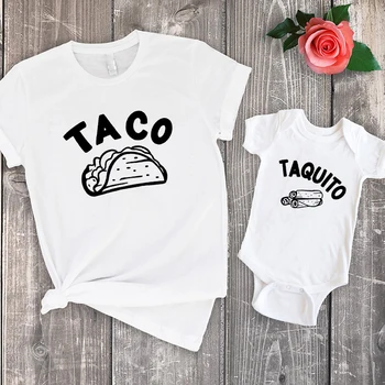 Taco, Burrito Familie de Potrivire Cămașa Tatălui Zi același Tricou Haine Nou-nascuti de Ziua Mamei Tricouri Copii Tee Drăguț