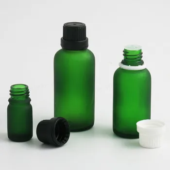 Frost Verde de Sticlă Sticle de Ulei Esențial Recipient cu Orificiu Reductor Capace de Plastic 5ml 1/3oz 2/3oz 1oz 50ml 100ml 200pcs