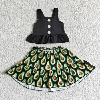 Fete crop top avocado fusta de vară pentru copii en-gros de îmbrăcăminte drăguț haine fata